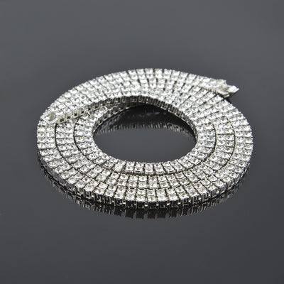 Collar de Doble Fila con Diamantes Estilo Hip Hop - Image 5