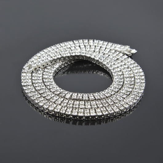 Collar de Doble Fila con Diamantes Estilo Hip Hop - Image 5