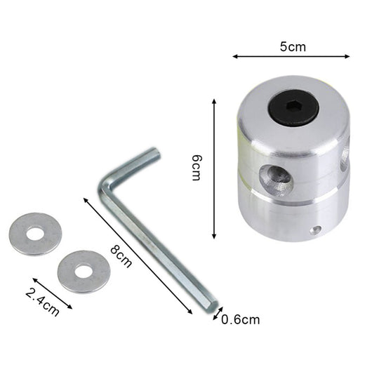 Silver aluminum lawn mower accessory, likely a trimmer head, with multiple holes for grass rope and a central hexagonal screw. - Image 9