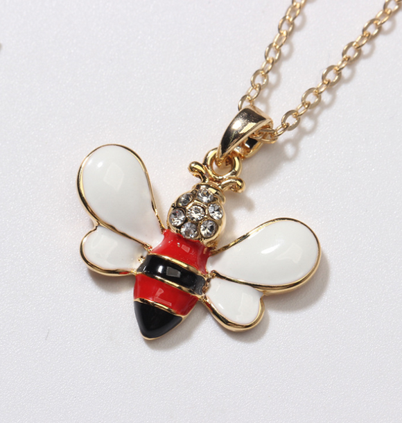 Collar Colgante Abeja Dorado con Cristales - Joya Verano Mujer