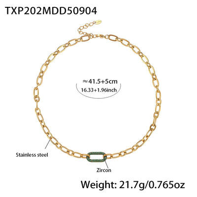 Conjunto de Collar y Pulsera de Acero Titanio con Circonitas Micro Incrustadas - Image 6