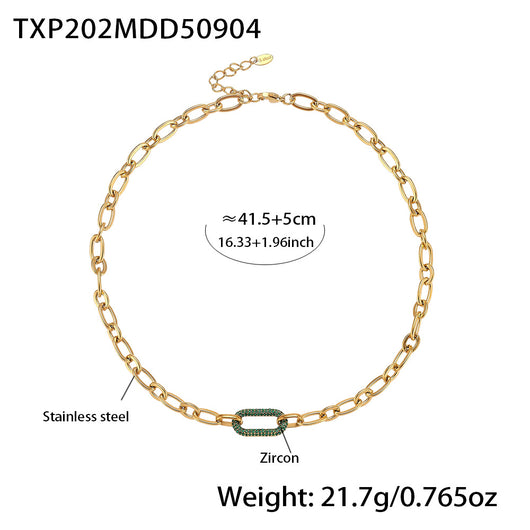 Conjunto de Collar y Pulsera de Acero Titanio con Circonitas Micro Incrustadas - Image 6