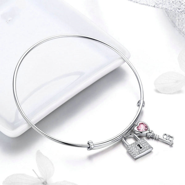 Pulsera de Candado del Amor Ajustable con Llave