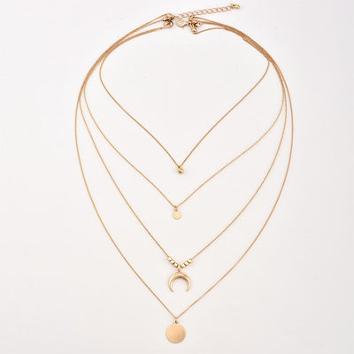 Collar Multicapa con Dije de Luna Estilo Bohemio para Mujer - Image 2