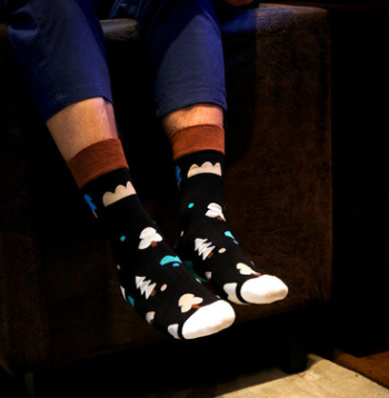 Calcetines Hombre Estilo Británico a Rayas Tubo Medio - Image 4