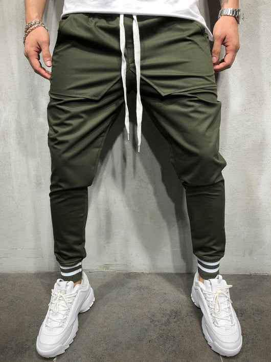 Pantalones Casuales de Algodón con Diseño Spliced para Hombre - Image 9