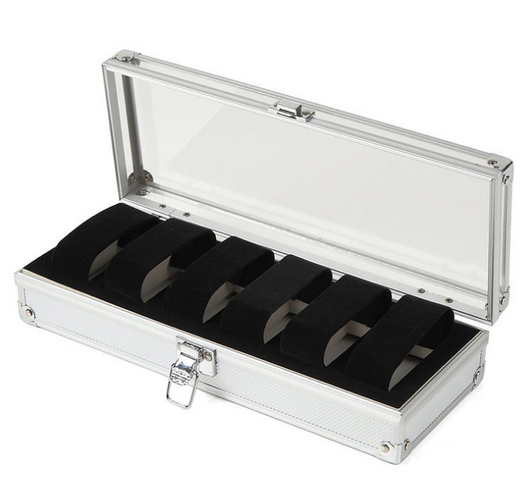 Estuche Organizador de Relojes y Joyas en Aluminio - Caja Coleccionista de 6 Compartimentos - Image 2