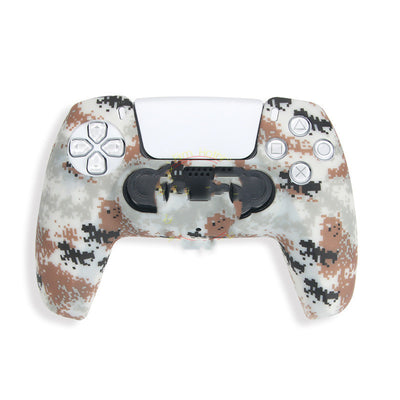 Red and black camouflage silicone case for a PS5 controller, featuring precise cutouts for buttons and joysticks. - Image 14
