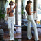 Pantalones Blancos Ajustados Largos para Mujer