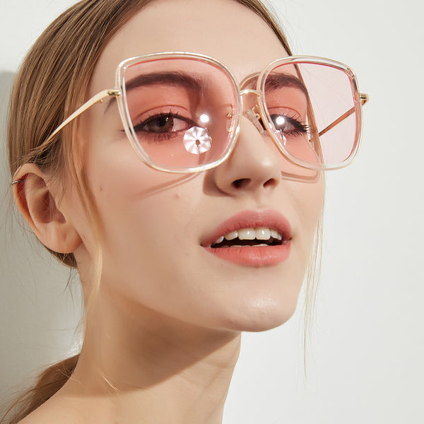 Gafas de Sol Cuadradas Grandes Mujer Marco Transparente Lentes Azul Océano Estilo Vintage