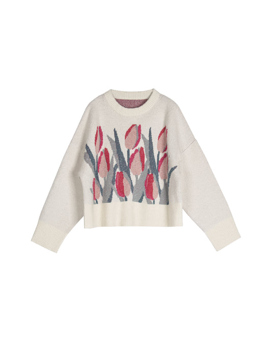 Suéter Holgado con Estampado Vintage de Tulipanes - Image 35