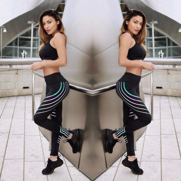 Pantalones Yoga Deportivos con Estampado Láser