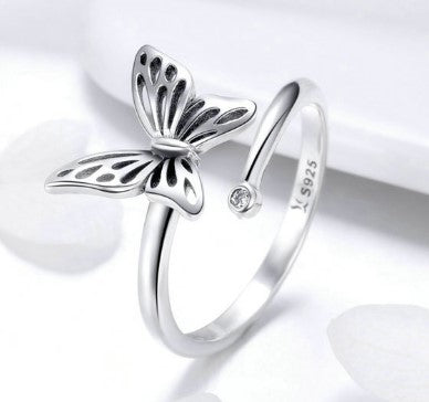 Anillo de Plata 925 Mariposa Vintage Ajustable para Mujer - Joya de Compromiso y Boda - Image 5