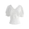 Blusa de Encaje Calado con Escote en V
