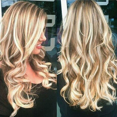 Peluca Ondas Grandes Cabello Largo Rizado Dorado Brillante - Image 4