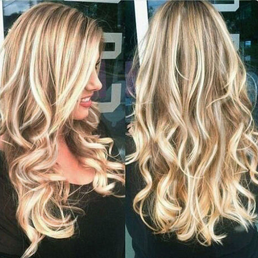 Peluca Ondas Grandes Cabello Largo Rizado Dorado Brillante - Image 4