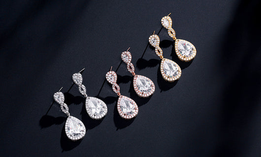Aretes de Novia con Zirconia AAA Forma de Gota Banquete Nupcial - Image 6