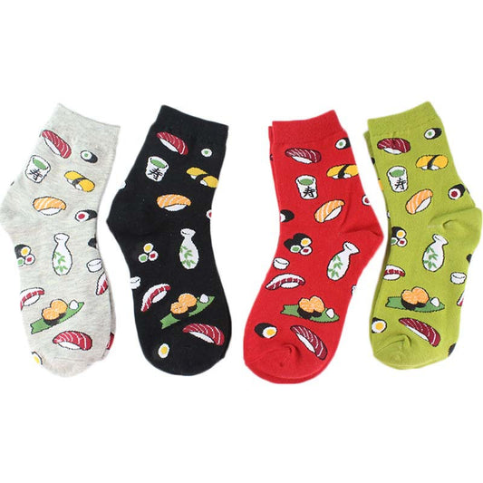 Calcetines Medianos de Algodón para Mujer con Diseño de Sushi y Vida Creativa