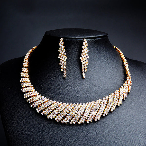 Collar de Novia Oro 18k con Cristales - Diseño Europeo