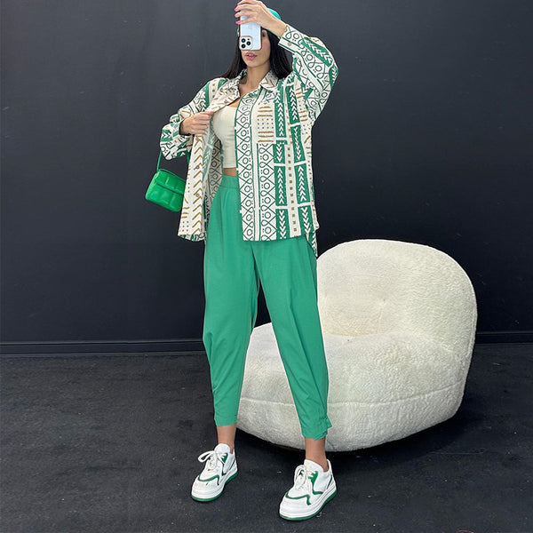 Conjunto de Dos Piezas: Blusa Holgada de Manga Larga y Pantalón Harem Anudado - Image 14