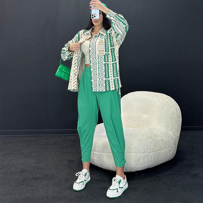 Conjunto de Dos Piezas: Blusa Holgada de Manga Larga y Pantalón Harem Anudado - Image 14