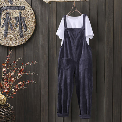 Pantalón Peto de Pana Liso para Mujer - Estilo Casual Versátil - Image 24
