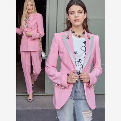 Blazer Slim Rosa con Forro Estampado - Image 2