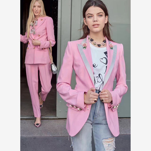 Blazer Slim Rosa con Forro Estampado - Image 2