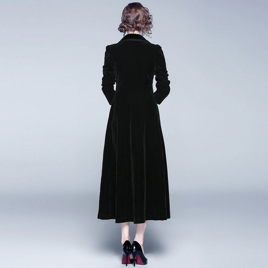 Abrigo Largo de Terciopelo Europeo - Chaqueta Corta Elegante - Image 5