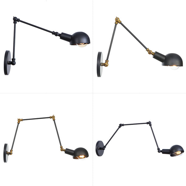 Lámpara de Pared Industrial de Hierro Forjado con Brazo Extensible para Restaurante y Bar