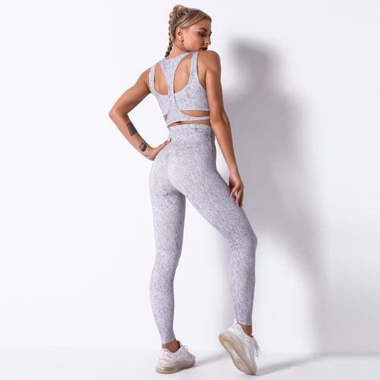Conjunto de Yoga Deportivo con Estampado Realzador