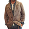 Cardigan Marrón Entallado con Cuello de Solapa y Mangas Largas Acolchado