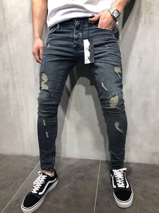 Pantalones Vaqueros Biker Slim Fit con Roturas - Talla Grande Elásticos - Image 7