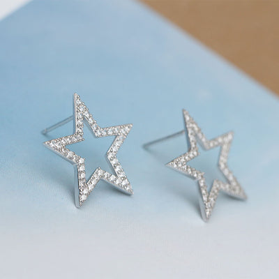 Aretes de Plata Esterlina con Estrella de Cinco Puntas - Diseño Japonés y Coreano - Image 5