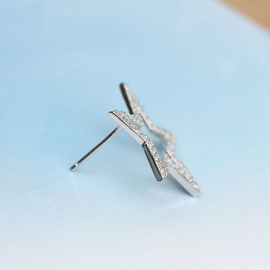 Aretes de Plata Esterlina con Estrella de Cinco Puntas - Diseño Japonés y Coreano - Image 6