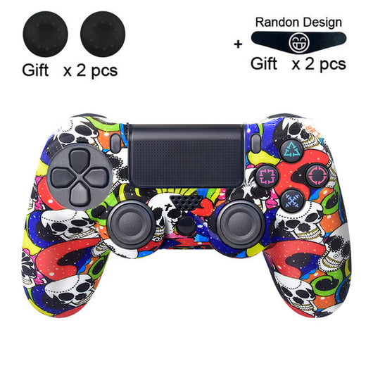 Bright yellow silicone protective cover for a PS4 controller, featuring black buttons and colored action symbols. - Image 19