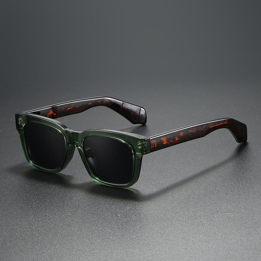 Black square-frame sunglasses with bright orange polarized lenses, designed for outdoor driving and anti-glare. - Image 24