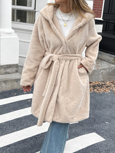 Abrigo Casual de Felpa Liso de Manga Larga para Mujer - Image 12