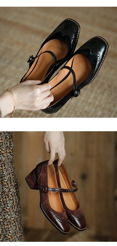 Zapatos Mary Jane Vintage con Tacón Grueso y Punta Cuadrada para Mujer - Image 14
