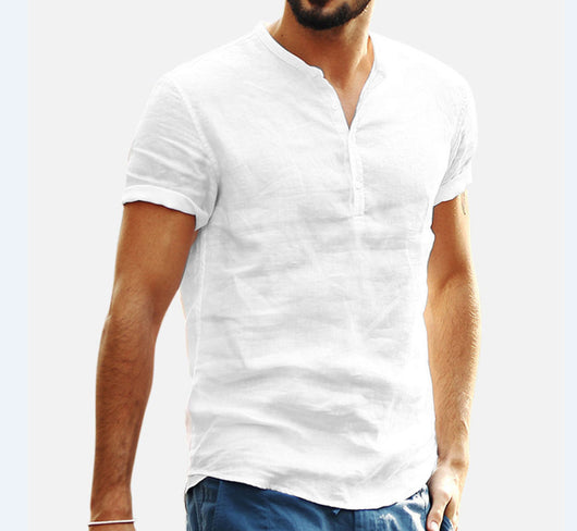 Camisa de Manga Corta en Algodón y Lino para Hombre - Image 12
