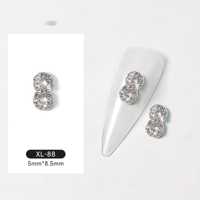 Decoraciones de Uñas de Diamante Brillante en Aleación Plateada - Image 4