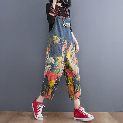 Pantalones Vaqueros Slim con Estampado y Peto para Mujer - Image 4