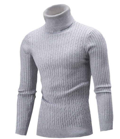 Suéter de Invierno para Hombre Cuello Alto Solido Tide - Image 4