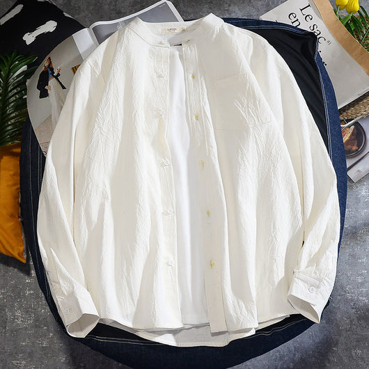 Camisa Manga Larga Algodón y Lino para Hombre - Primavera y Otoño