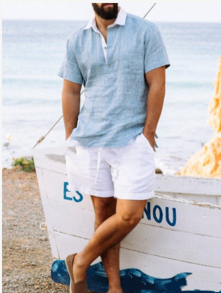 Camisa Casual de Algodón y Lino con Cuello Solapa - Diseño Minimalista - Image 8