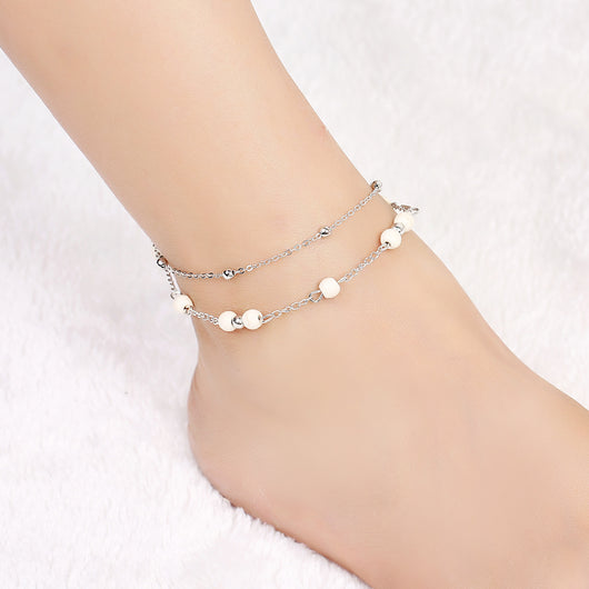 Pulsera Tobillera Doble Capa Turquesa Estilo Europeo - Image 2