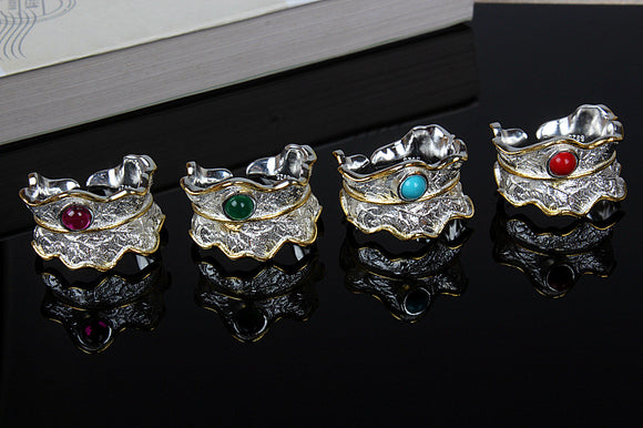 Anillo de Gema Hoja Exuberante