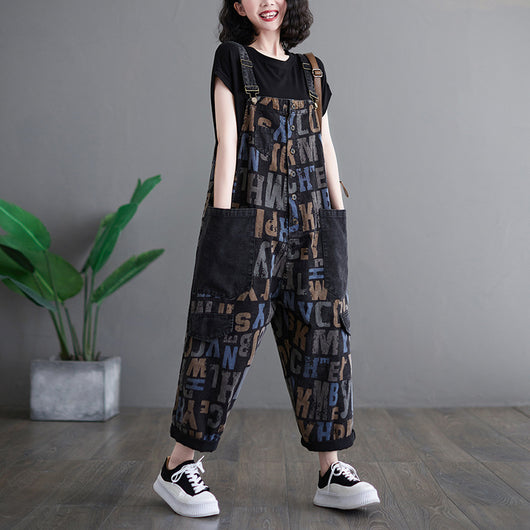 Overol de Mezclilla Retro Literario Talla Grande para Mujer - Image 5