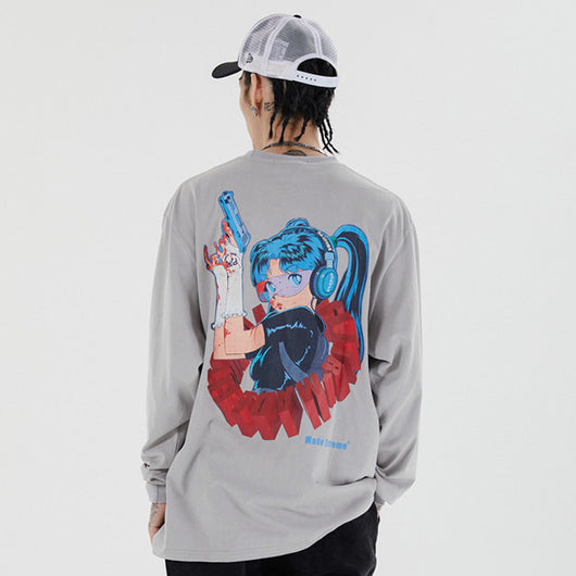 Playera Hiphop Suelta de Manga Larga - Image 3