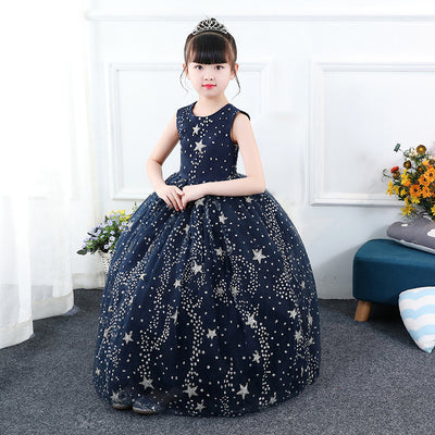 Vestido Princesa Azul Estrellado para Niña - Image 5
